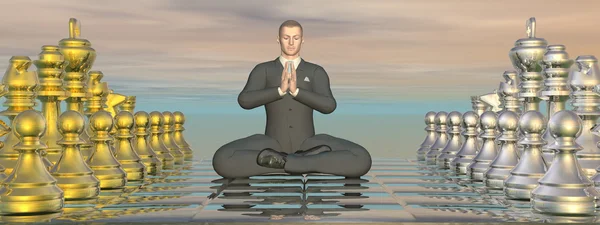 Estrategia de meditación de hombre de negocios - 3D render — Foto de Stock