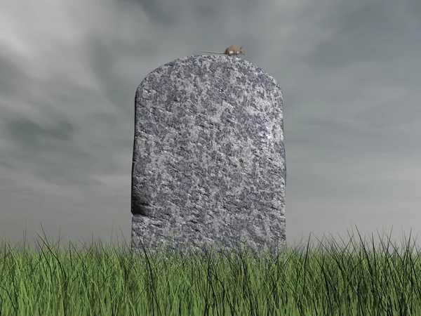 Mouse on tombstone - 3D render — Stock Photo, Image