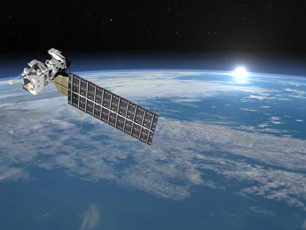 Aqua satellite - 3D render — Stock Photo, Image