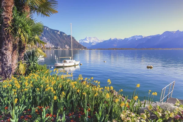 Lago de Genebra em Montreux, Vaud, Suíça — Fotografia de Stock