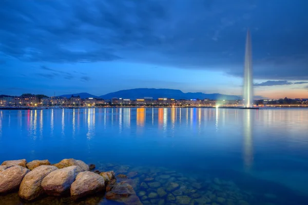 Fontana a Ginevra, Svizzera, HDR — Foto Stock