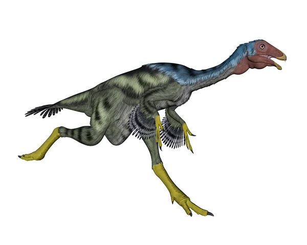 Caudipteryx dinosaur running- 3D рендеринг — стоковое фото