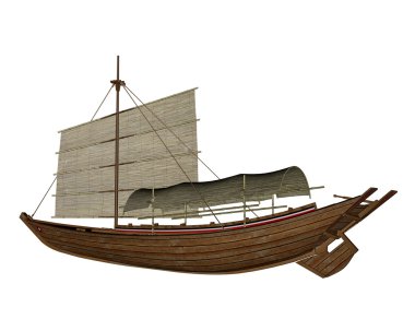 Altı düz nehir kayığı tekne - 3d render
