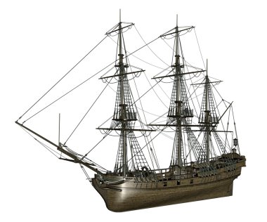 Fransız Fırkateyn Medusa, 1810 - 3d render