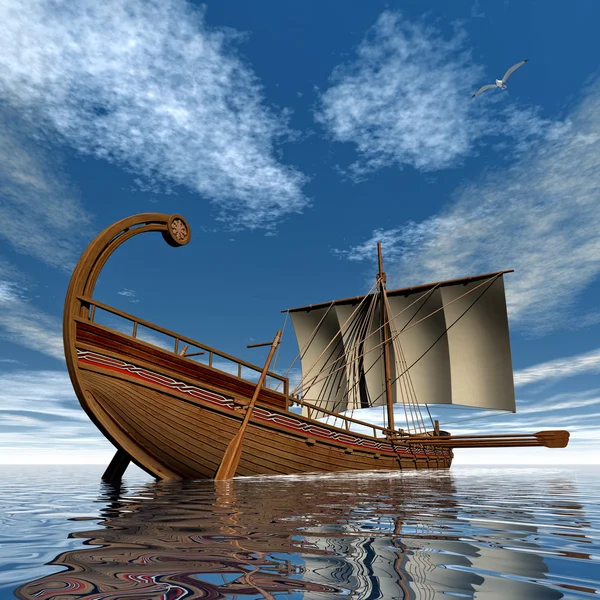 Ancient greek sailboat - 3D render — Stock Photo, Image