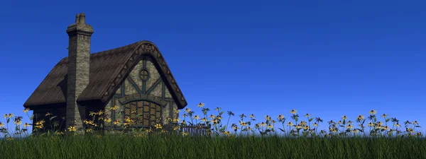 Ferienhaus im Frühling - 3D-Render — Stockfoto