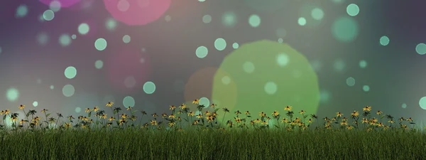 Gras und Gänseblümchen - 3D-Render — Stockfoto