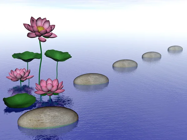 Kwiaty lilia Zen - 3d renderowania — Zdjęcie stockowe