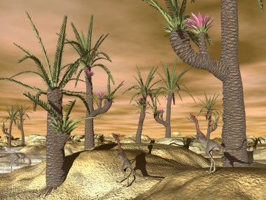 Compsognathus Dinozorların - 3d render