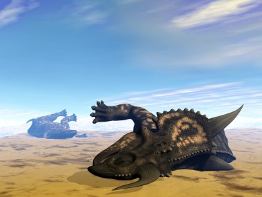 Einiosaurus dinozorlar öldü-3d render
