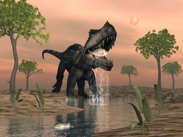 Pesca de dinosaurios Prestosuchus - 3D render —  Fotos de Stock