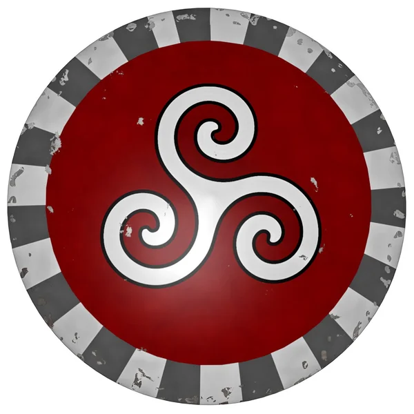 Escudo griego con símbolo triskell - 3D render — Foto de Stock