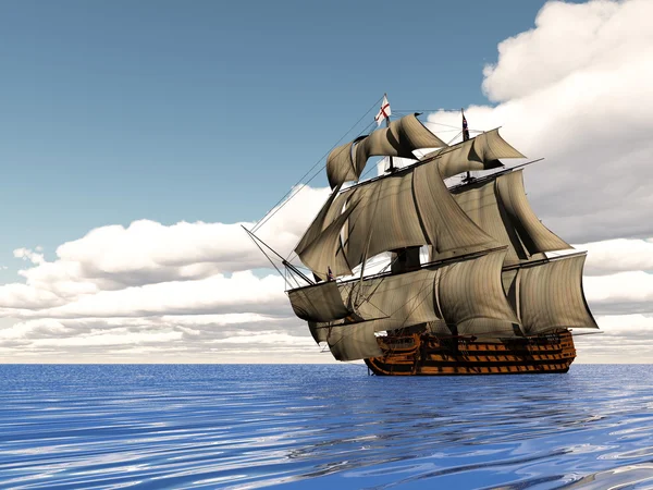 Old ship HSM Victory - 3D render — Stock Photo, Image