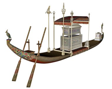 Egyptian sacred barge with tonb - 3D render clipart