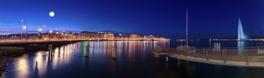 Çeşme ve Mont-Blanc Köprüsü, Geneva, İsviçre