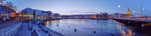 Ponte Mont-Blanc e rio Rhone, Genebra, Suíça — Fotografia de Stock