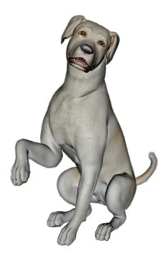 -3d render oturan üzgün labrador köpek