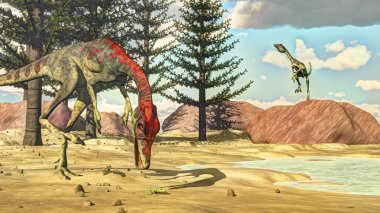 Compsognathus Dinozorların - 3d render