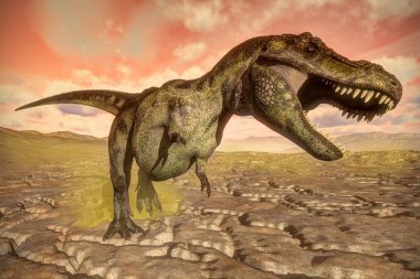 Tyrannosaurus Rex dinozor kükremesi - 3 boyutlu görüntüleme