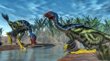 Caudipteryx dinozor - 3d render