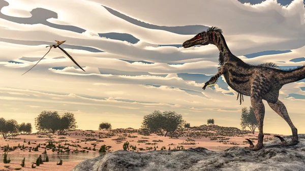 Динозавр-велоцираптор - 3D рендеринг — стоковое фото