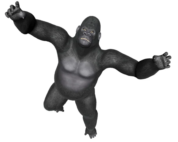 -3d render ugrás dühös gorilla — Stock Fotó