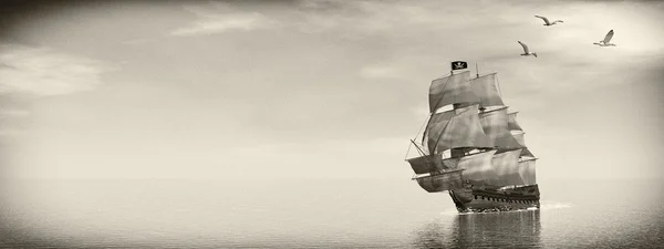 Navio pirata renderização 3D — Fotografia de Stock