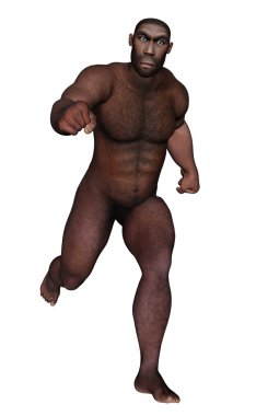 Erkek homo erectus - 3d render çalıştıran