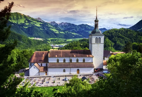 Saint-Theodule kostel, Gruyeres, Švýcarsko — Stock fotografie