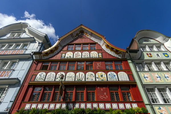 Famous typical houses in Appenzell village, Switzerland — Stock Photo, Image