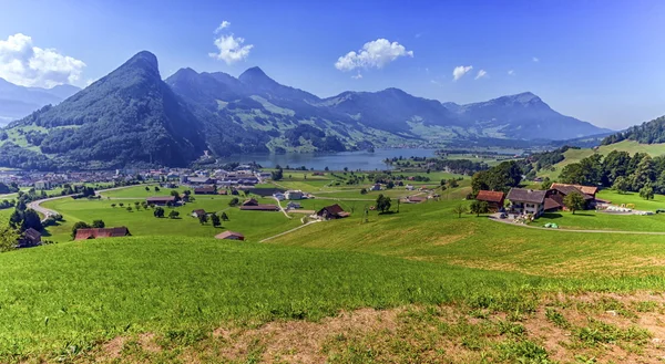 Pohled kantonu Schwyz a Zurich, Švýcarsko — Stock fotografie