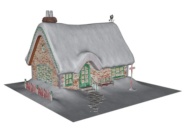 在冬天-3d 渲染的小别墅 — 图库照片
