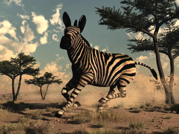 Zebra running - 3D render — Stock Photo, Image