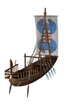 Antik yelkenli tekne - 3d render