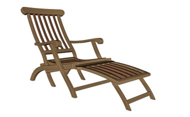 Ahşap şezlong - 3d render