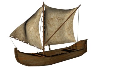 Küçük yelkenli tekne - 3d render