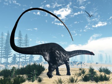 Çöl - 3d render apatosaurus dinozor