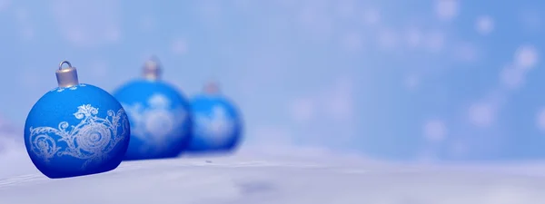 Blaue Weihnachtskugeln - 3D-Renderer — Stockfoto