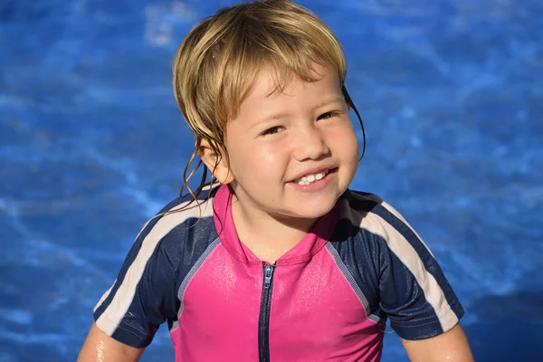 Kid with sun protection swimwear — Stock Photo, Image
