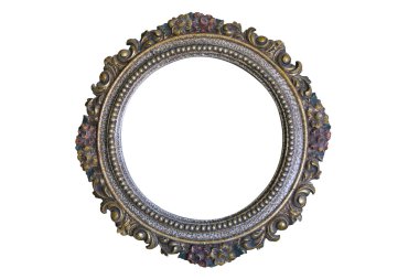  Beyaz izole antika yuvarlak çerçeve