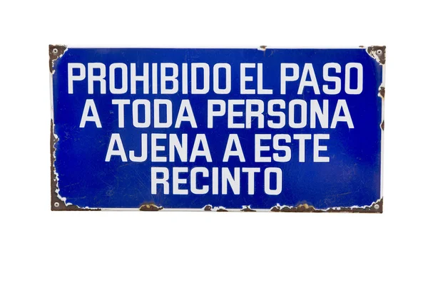 Zakazujące wkroczenia hiszpański znak — Zdjęcie stockowe