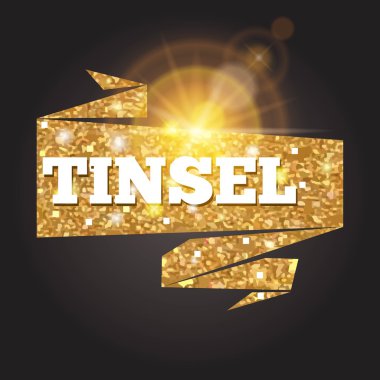 Altın şerit ile parlak pullu. Büyük güneş patlaması, kızdırma, tatil, süsler tasarımı için. Vektör çizim.