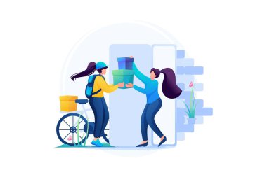 Kurye teslimatı müşterinin ellerine bırakırsa kadın seve seve satın alır. Düz 2B Web Tasarımı