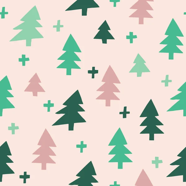 Árbol Abeto Fondo Sin Costuras Decoración Superficie Navidad Con Abetos — Vector de stock