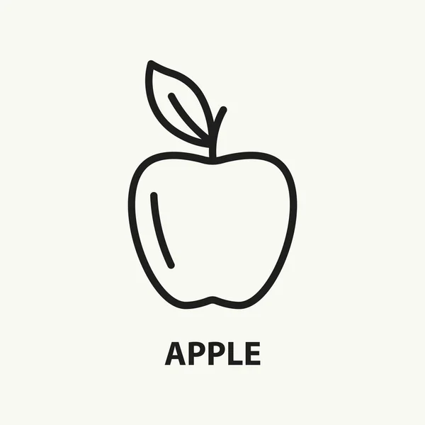 Pomme Avec Icône Ligne Feuille Symbole Fruit Illustration Vectorielle — Image vectorielle