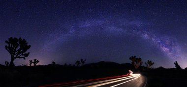 Samanyolu yıldız Panorama manzara ışık boyalı