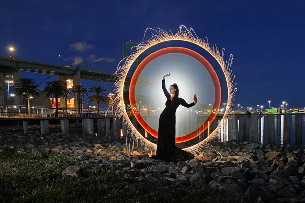 High Fashion Light Painting San Pedro California Ліцензійні Стокові Зображення