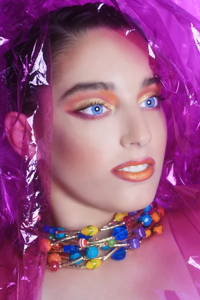 Beauty Image of a Woman Wrapped in Cellophane — Stock Photo, Image