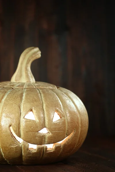 Halloween Pumpkin on Wood Grunge Rustic Background — Stock Photo, Image