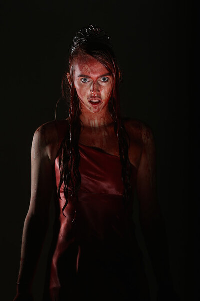 Psychotic Bleeding Woman in a Horror Themed Image